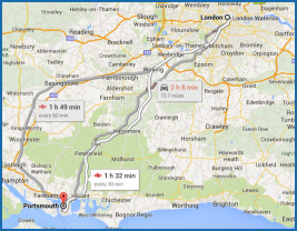 This is a map of travel routes from London to Brighton