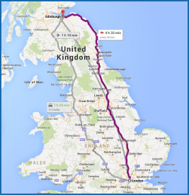 Travel alternatives between London and Edinburgh